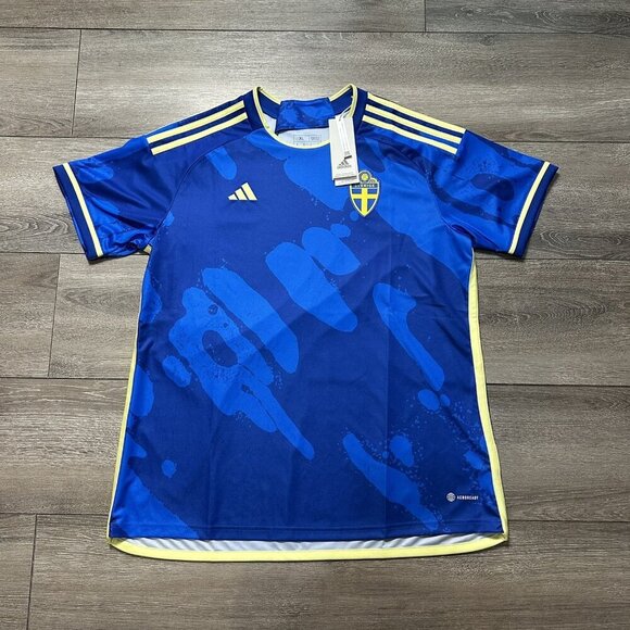 Sweden National Football Team Adidas Aeroready Jersey Women’s XL Blue NWT - Picture 1 of 5